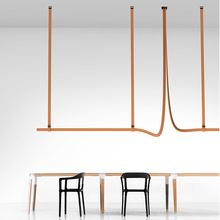 新款意大利创意设计师吊灯 现代简约线条餐厅皮革商业皮革灯