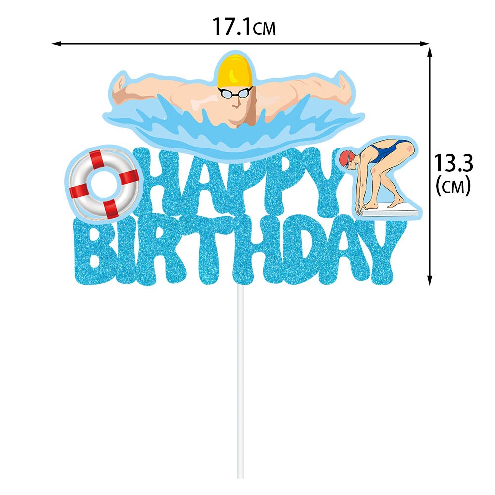 Nuevo tema de natación traje de decoración de cumpleaños natación de verano fiesta de cumpleaños decoración bandera de bandera de decoración plug-in