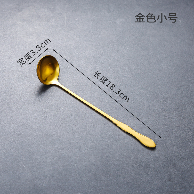 ステンレスの長い柄の調味料のスプーンの氷は更に創造的な金色の調味のスプーンの深い缶のスプーンの蜂蜜のスプーンの台所の小さい油のスプーンです。|undefined