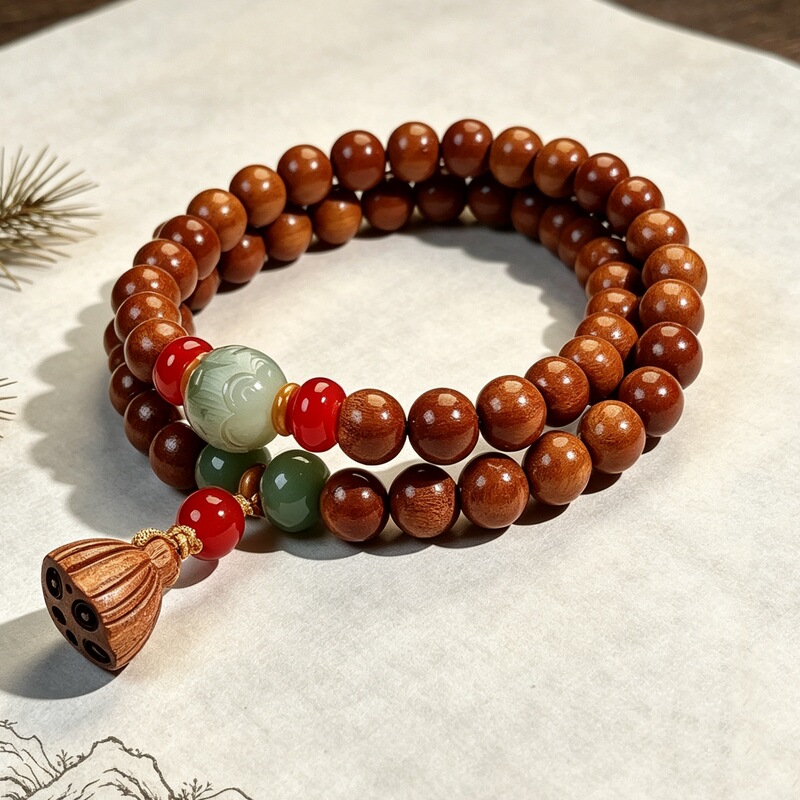 Popular Taishan Old Peach Wood Good Luck Lotus 8mm Double Circle Lotus Bracelet for Men and Women, Cultural Craft Bracelet, Live Stream Supply Popular Taishan Old Peach Wood Good Luck Lotus 8mm Double Circle Lotus Bracelet for Men and Women, Cultural Craft Bracelet, Live Stream Supply