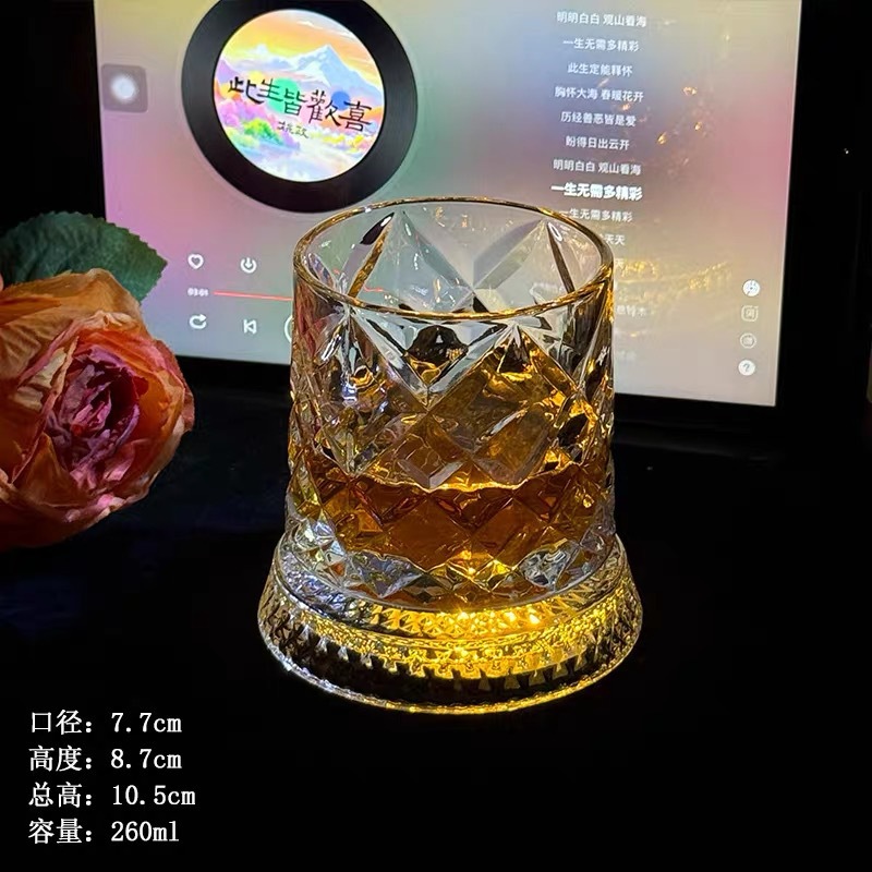 Creativo lujoso giratorio taza de whisky taza de vidrio de cristal casero taza de Mairen