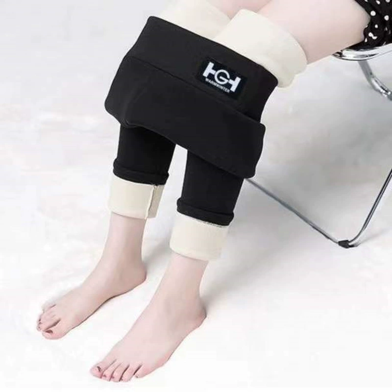 Толстые зимние комбинированные бархатные леггинсы женские наружные плюшевые толстые брюки женские высокие талии эластичные теплые брюки хлопковые брюки