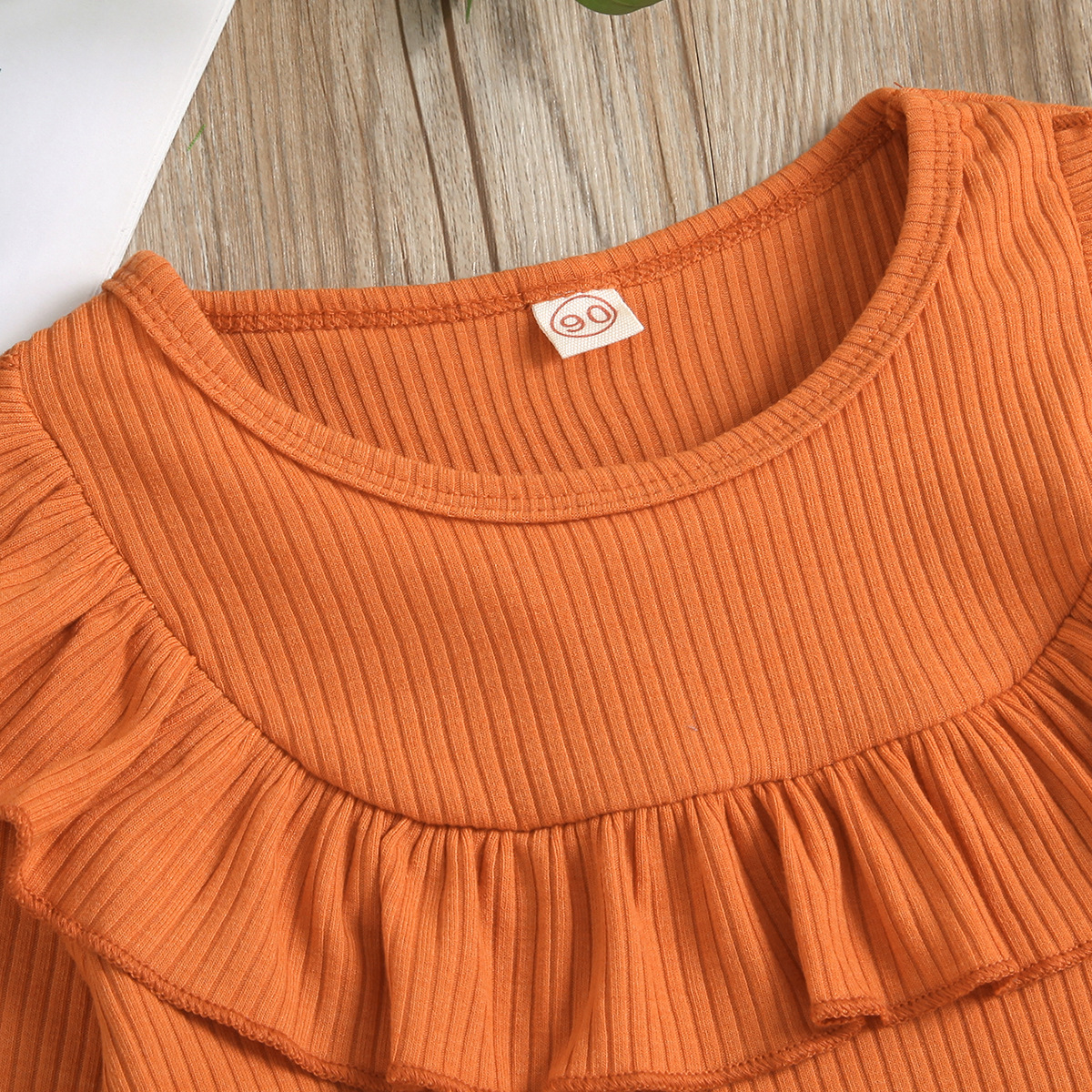 Ensemble deux pièces chemise tricotée en dentelle à manches longues et col rond pour enfants, nouvelle collection automne 2024_voghion.com