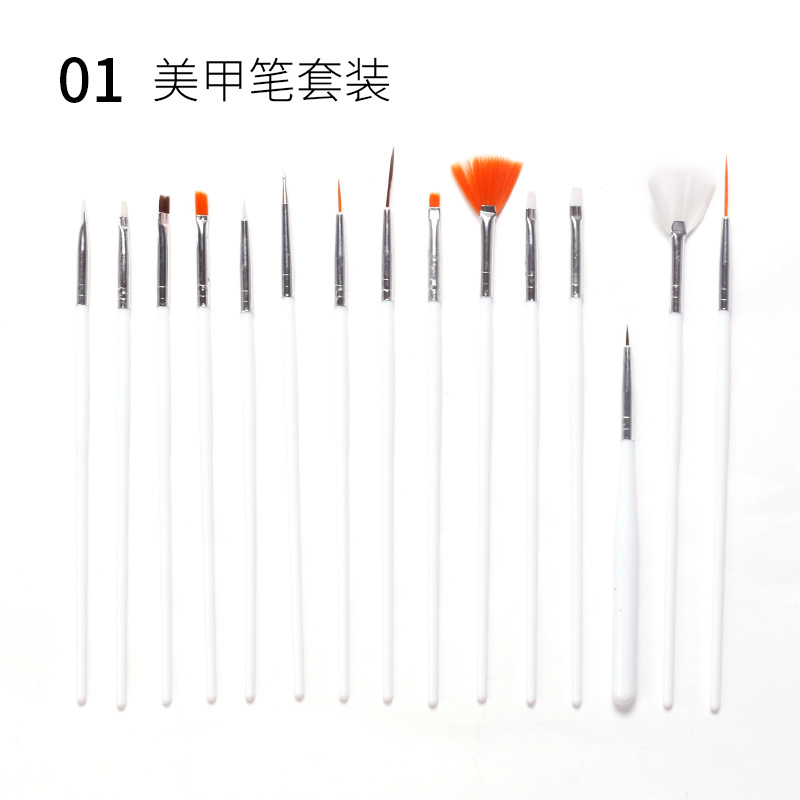 Cruz-frontera manicura 15 piezas conjunto pluma de fototerapia pluma de cristal pluma de silicona taladro de la pluma dibujo línea pintura cepillo colección