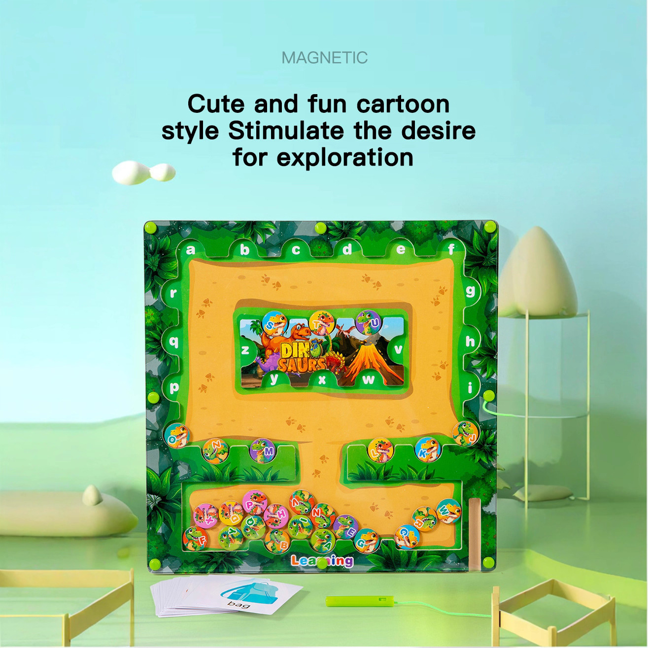 Laberinto de cuentas magnéticas para niños, tablero de clasificación de colores de madera, juguete educativo Montessori para bebés, tren pequeño educativo