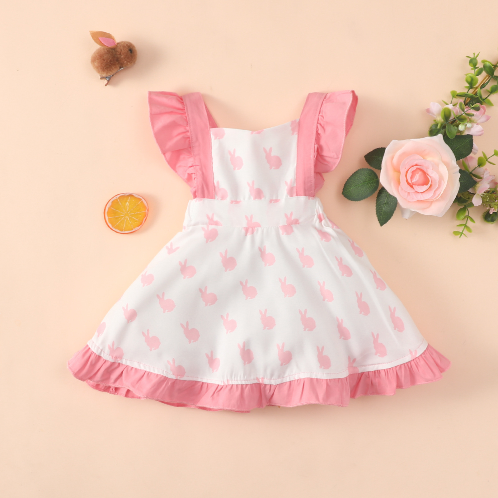 Easter Fashion Rabbit Color Block Cotton Blend Girls Dresses display picture 1