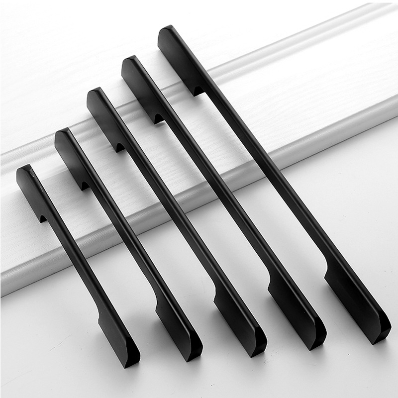 aluminium alloy black handle Whole Closet door lengthen handle Shoe cabinet handle furniture hardware parts Light extravagance