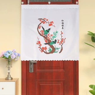 四季布艺短门帘厨房厕所挂帘隔断风水帘印花半截门帘家用室内门帘
