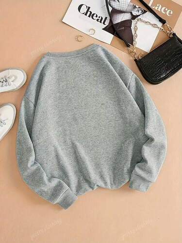 Letter Pattern Printed Sweatshirt, Autumn And Winter Women's