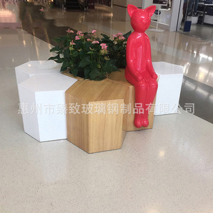 Creative Fiberglass Cat Female Hexagonal Stool Shopping Mall Square Hotel Airport Lobby Waiting Leisure Chair Combination Stool