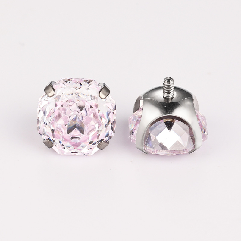 Zesen F136 Titanium Earrings Eight-sided Heart-cut Rose Cut Bowl-holder Round Bottom Earrings G23 Titanium Piercing Jewelry detail image 13