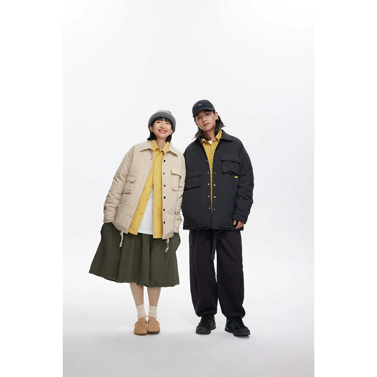 Keep warm men's shirt, velvet waterproof down jacket, oversize