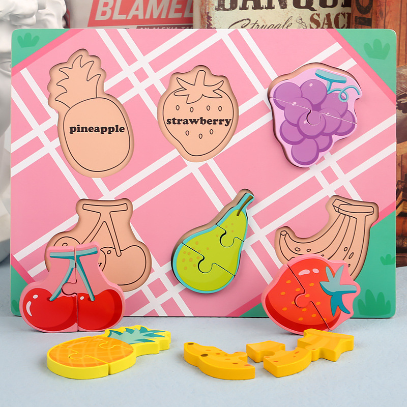 CPC madera tridimensional rompecabezas magnético frutas y verduras juego de corte de música