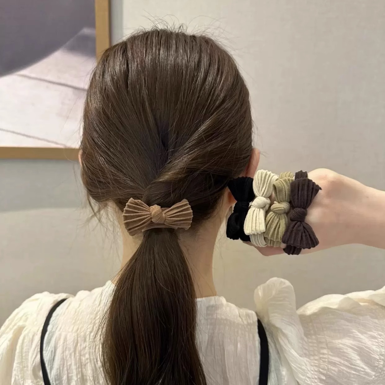 Simple Style Solid Color Bow Knot Cloth Bowknot Hair Tie display picture 5