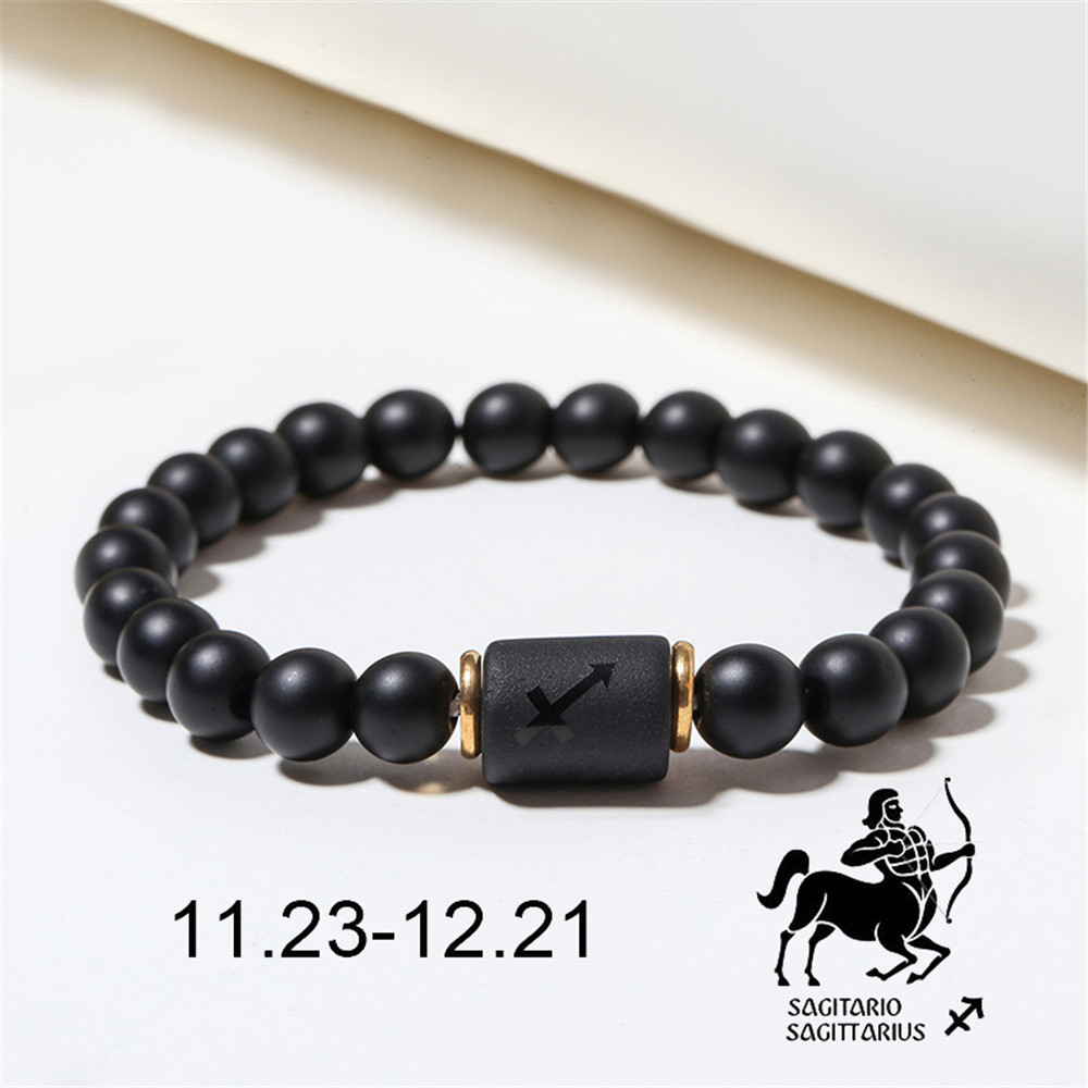 Wholesale Jewelry 12 Constellation Pattern Black Frosted Agate Beaded Bracelet Nihaojewelry display picture 3