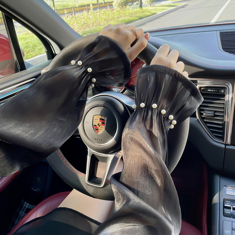 Verano de protección solar encaje malla hielo manga las mujeres grandes al aire libre conducción suelta transpirable largo brazo protección seda hielo ovisleeve