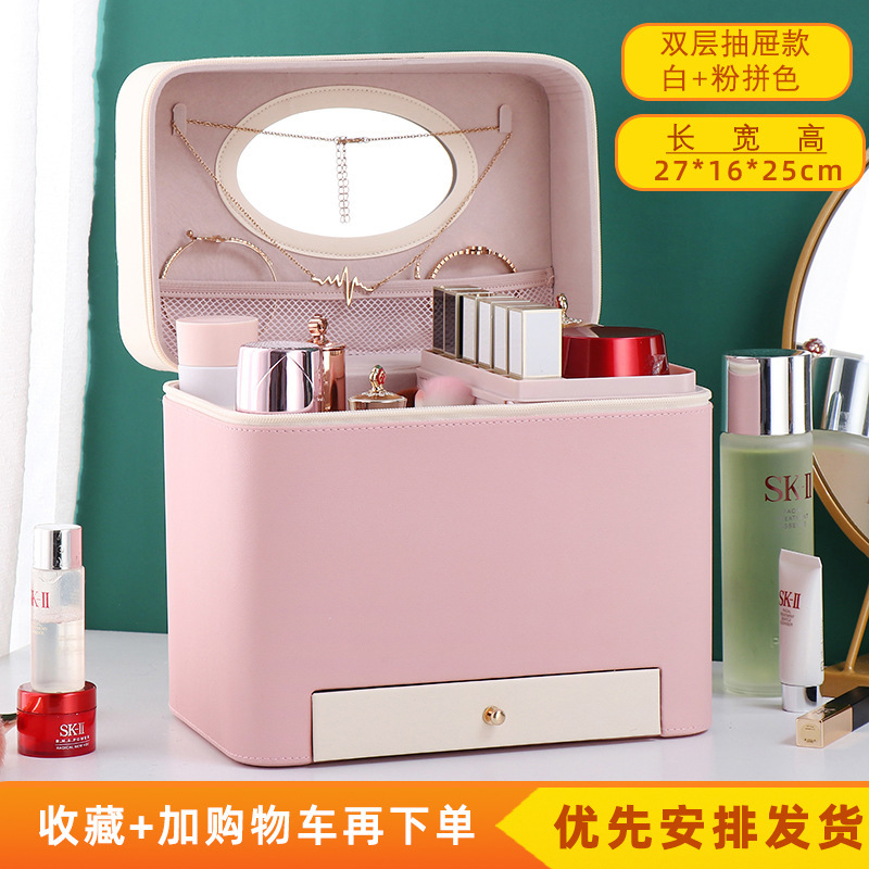 2023 nuevo color a juego bolsa de cosméticos portátil de gran capacidad para mujeres a prueba de polvo multi-funcional caja de almacenamiento de uñas profesional al por mayor