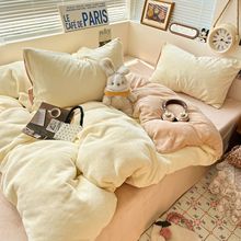纯色秋冬加厚牛奶绒四件套被套床单双面宿舍加绒保暖被套床笠