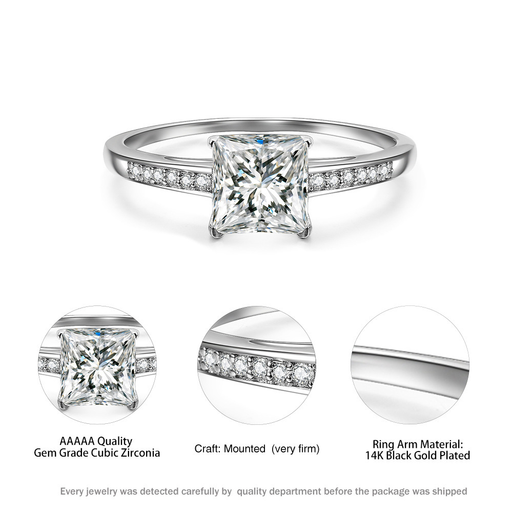 Simple Style Geometric Copper Inlay Zircon Rings 1 Piece