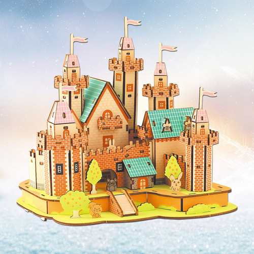 Wooden 3D puzzle model assembly children's intelligence brain development toy for girls adults gift street stall wholesale