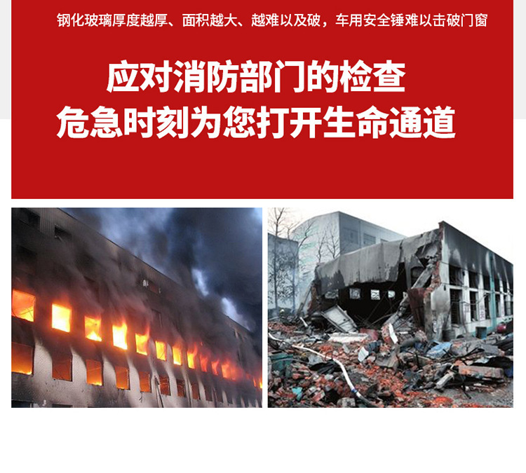 Fire Safety Hammer Fire Inspection Escape Hammer Office Building Workshop Hotel Large Tempered Glass Rescue Window Breaker