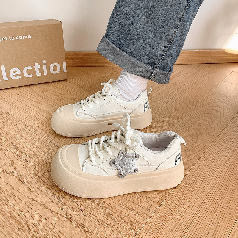 Small autumn white sneakers