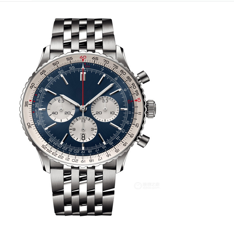 2023 Foreign Trade AliExpress wish Men's Six-pin high quality Chronograph Quartz Steel Band One Hundred Years Watch