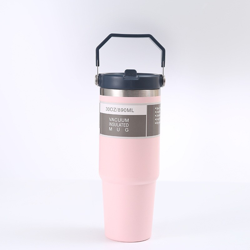 Explosión transfronteriza gradiente 30oz taza de automóvil portátil de gran capacidad con paja 304 taza de aislamiento al vacío de acero inoxidable