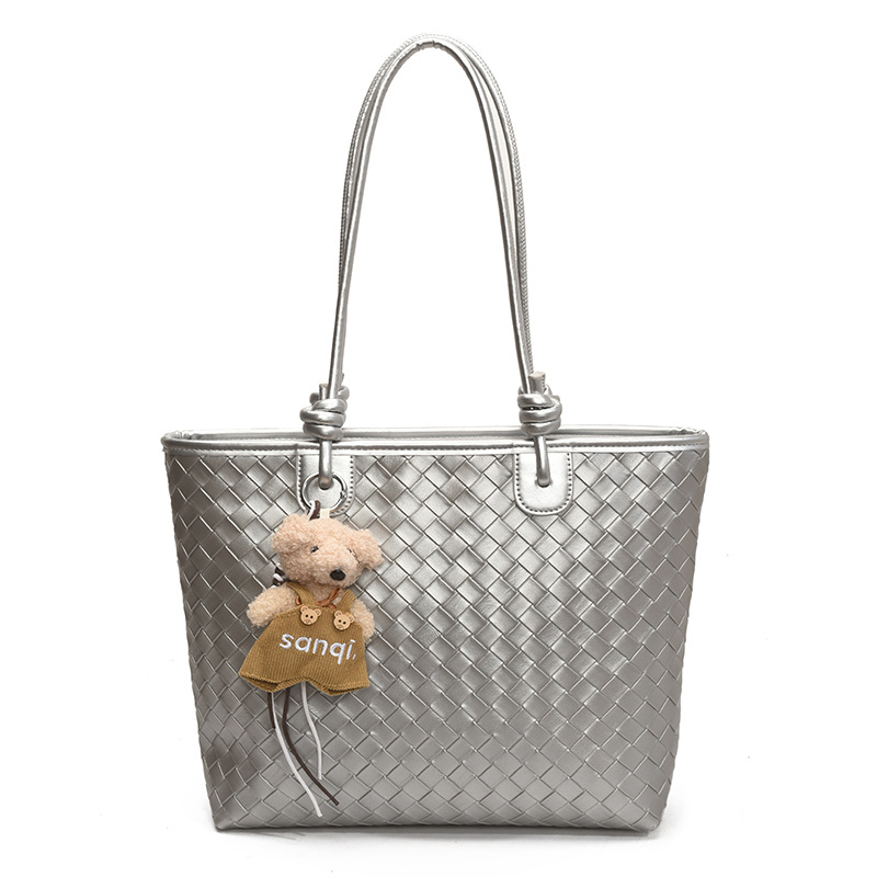 Bolso de patrón tejido de gran capacidad Bolso de hombro de cercanías de moda transfronteriza para mujer Bolso de tote de todo fósforo casual de alta gama