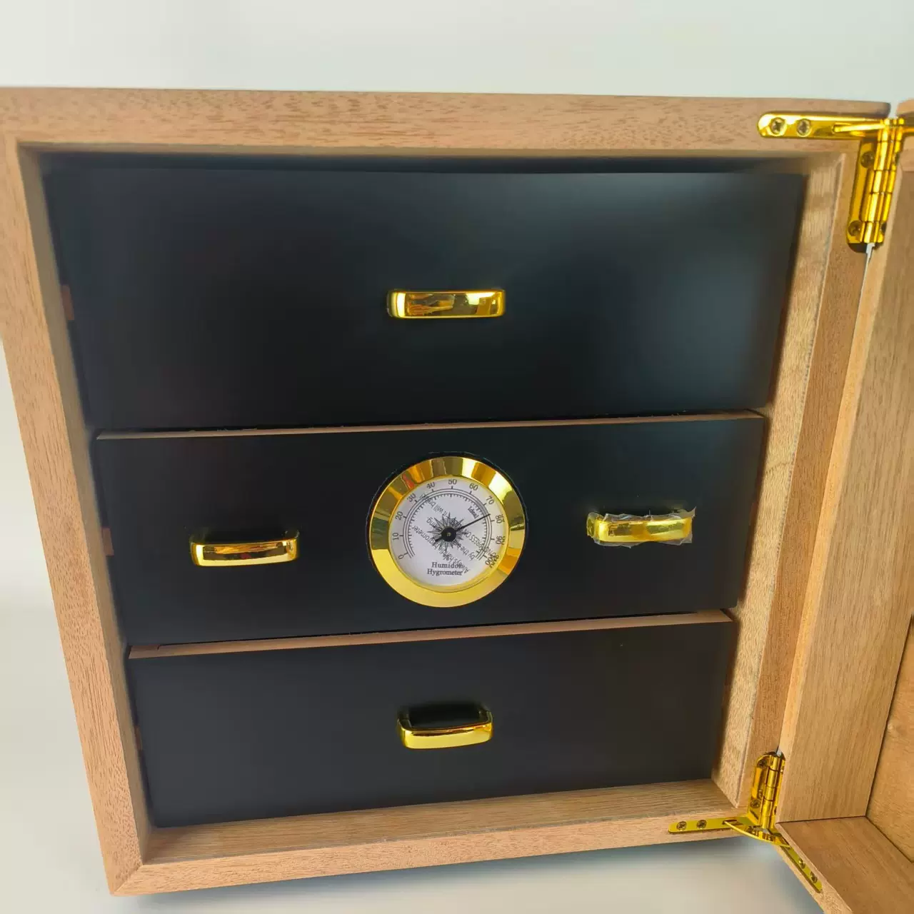 现货哑光面三层雪茄柜雪茄醇化盒松木雪茄箱保湿盒雪茄配件50支装