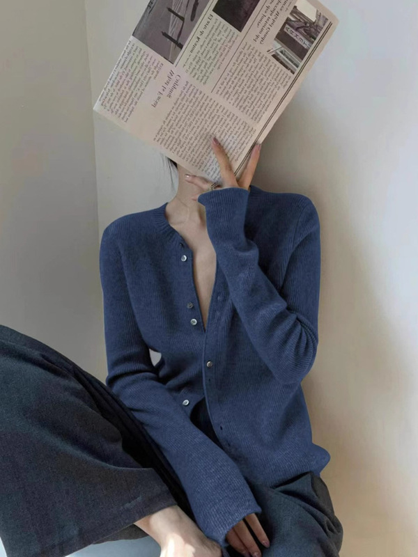 树莓粉色针织开衫外套女秋冬别致绝美内搭打底毛衣欧货高级感上衣|undefined