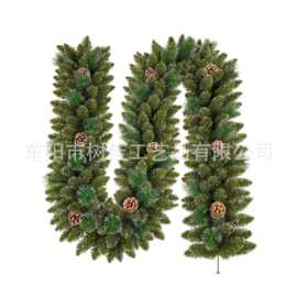 亚马逊跨境圣诞节2.7米彩灯加密松针藤条装饰品场景布置 厂家批发