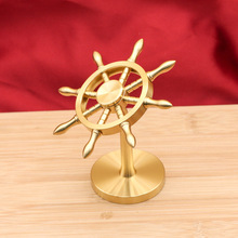黄铜小号领航舵摆件舵手领航者船舵酒店办公室桌面装饰品开业礼品