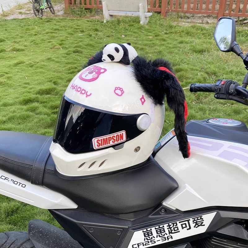 Creative Black and Red Thick Fleece Lop-Eared Rabbit Helmet Decoration