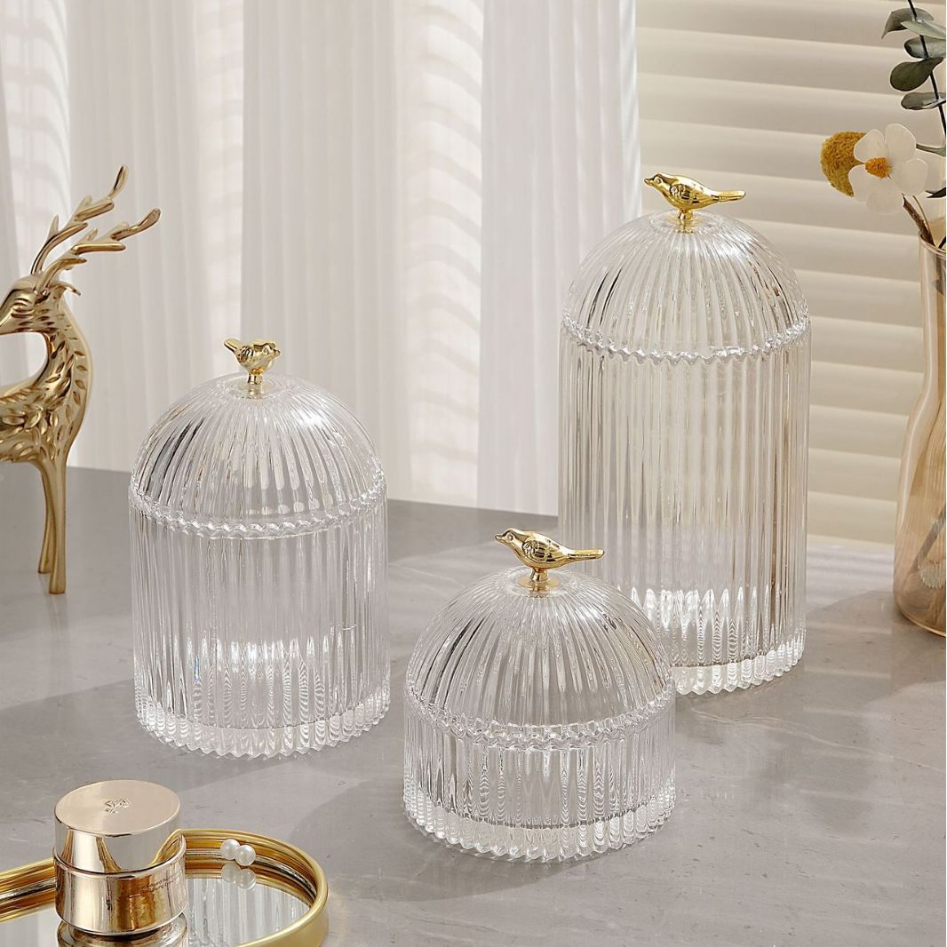 Cosmetic storage box, candy and dried fruit jar, ornaments, cotton swab box, dental floss box, toothpick box, light luxury decoration, transparent