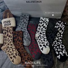 韓國東大門豹紋中筒襪個性時尚洋氣新款網紅高腰顯瘦潮襪一件代發