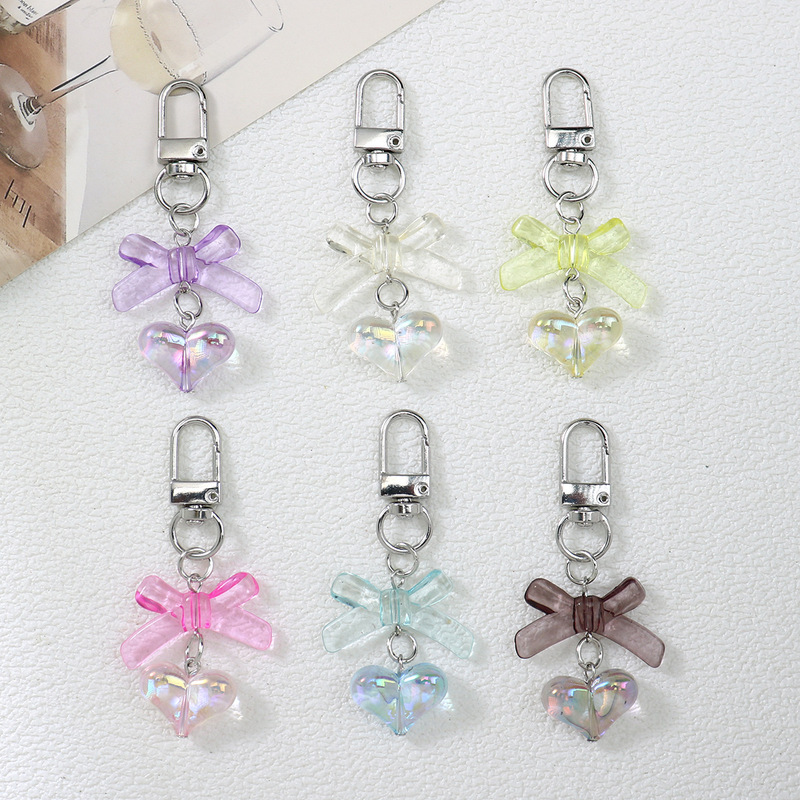 Japanese and Korean Ins Same Style Laser Heart Bow AirPods Protective Cover Keychain Pendant Creative Hanging Chain Jewelry Japanese and Korean Ins Same Style Laser Heart Bow AirPods Protective Cover Keychain Pendant Creative Hanging Chain Jewelry
