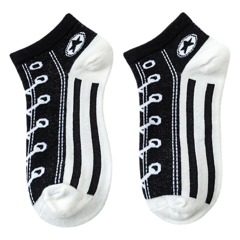 Calcetines de lona de estilo universitario de temu transfronterizo europeo y americano, calcetines de algodón divertidos para parejas, calcetines deportivos casuales de boca baja personalizados