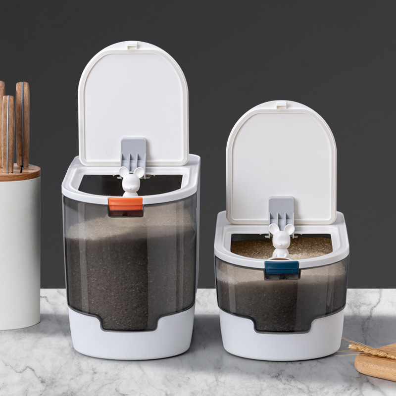 Cartoon grain storage barrel, sealed moisture-proof pet food barrel, household grain storage and storage 10kg millet barrel