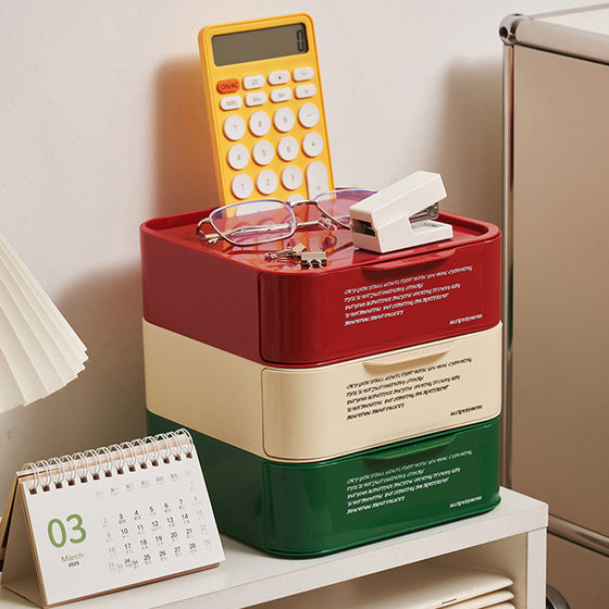 Bedroom Desktop Storage Box Drawer-type Stackable Storage Box Student Dormitory Sundries Organize Plastic Storage Box