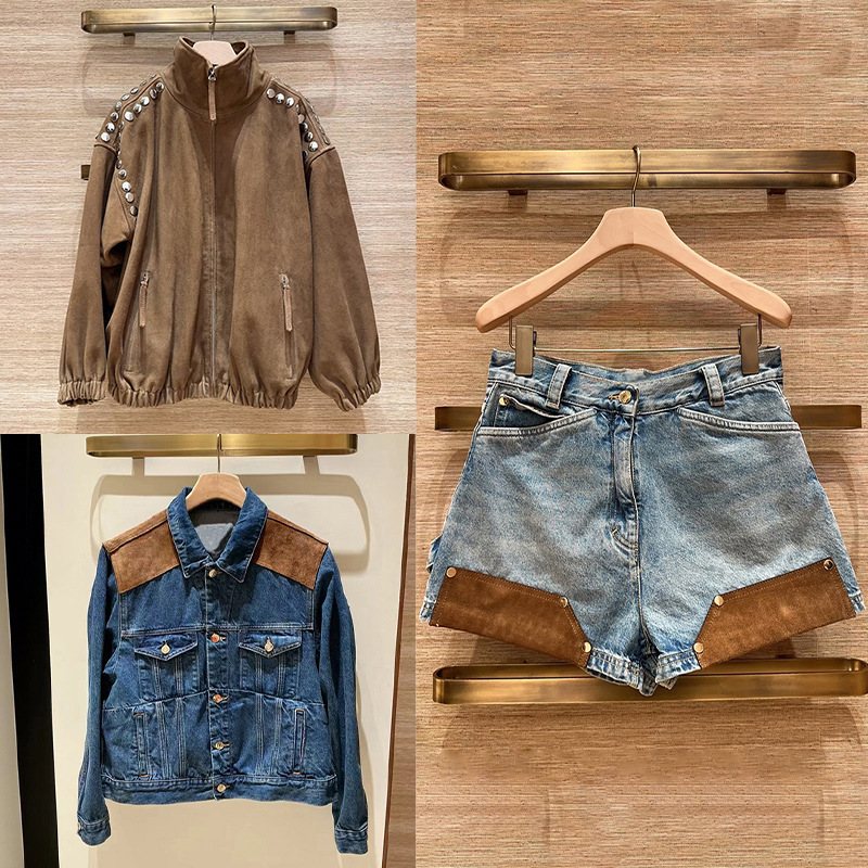 French Niche Brand 2026 Spring/Summer Trendy Sheepskin Studded Decorative Stand-Collar Jacket and Shorts Set 26413 French Niche Brand 2026 Spring/Summer Trendy Sheepskin Studded Decorative Stand-Collar Jacket and Shorts Set 26413