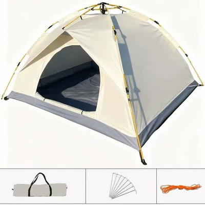 Cross-border tent for outdoor camping, portable tent for outdoor hiking, sun protection, fully automatic large tent for trekking (Avtomobil dam çadırları) - off-white-two-doors-without-windows-2-people200150120cm