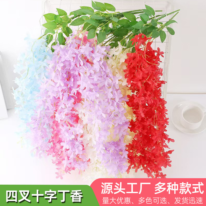 Artificial Lilac Flower Garland Hotel Decoration Hanging Artificial Flower Vine Wedding Event Decoration Plastic Violet Fake Flower Artificial Lilac Flower Garland Hotel Decoration Hanging Artificial Flower Vine Wedding Event Decoration Plastic Violet Fake Flower