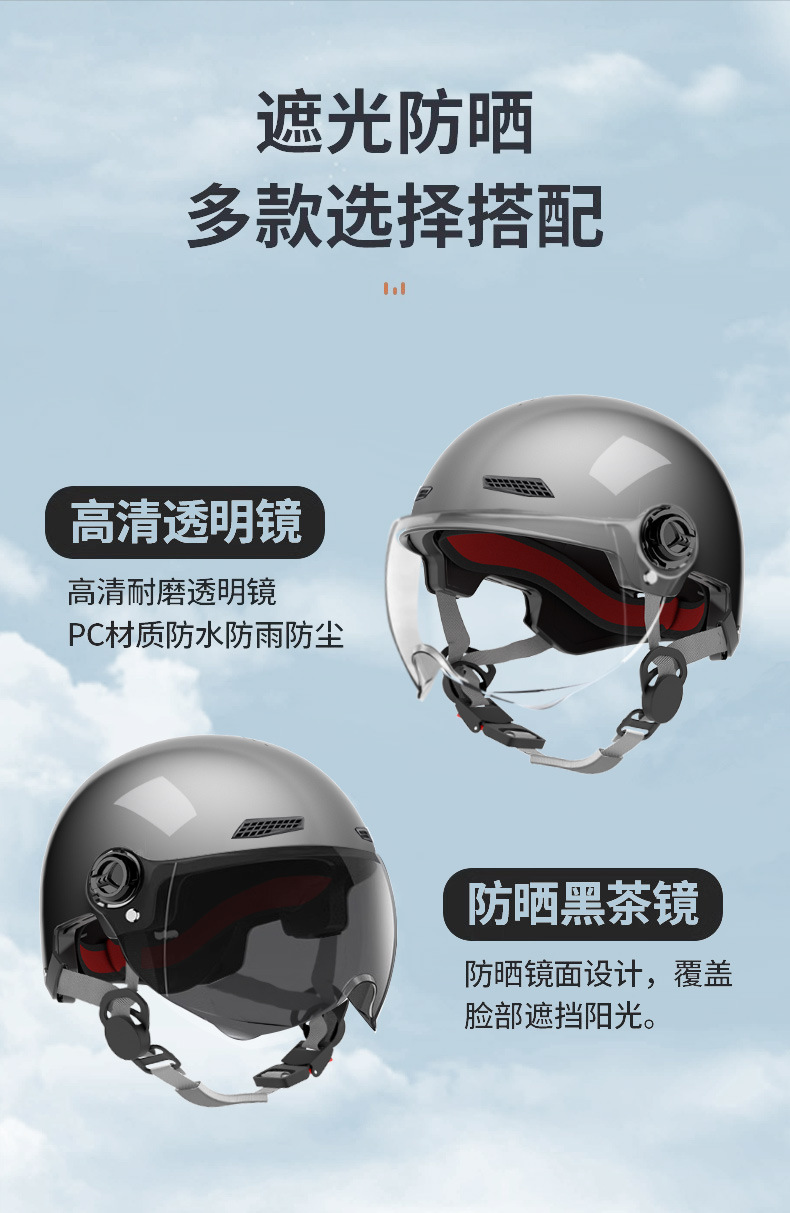 Suitable for 3C Certified Electric Vehicle Helmets for Men and Women, Safety Helmets, Battery Motorcycles, Summer Cycling Sun Protection, All Year Round