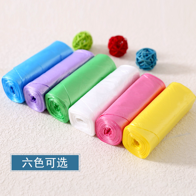 加厚平口一次性垃圾袋家用厨房卫生间酒店彩色卷装6卷厂家批发