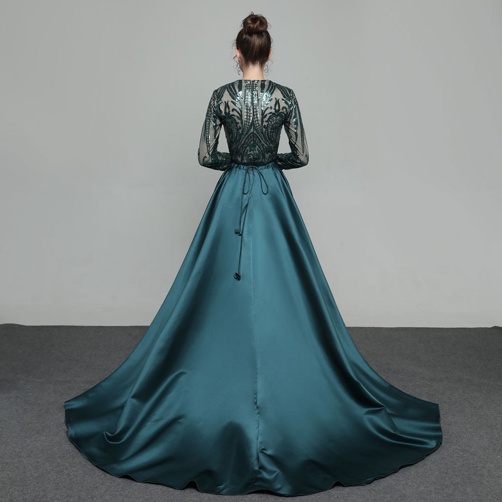 Europa y América del comercio exterior Amazon AliExpress deseo de las mujeres vestido de noche con lentejuelas cola de pescado desmontable trailing vestido de banquete