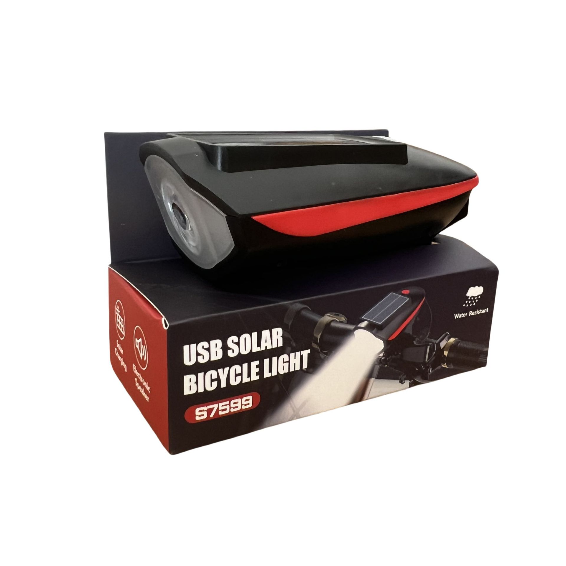 Bicicleta de montaña carga solar buzina lámpara cargable faro impermeable luz fuerte equipo de viaje nocturno super brillante