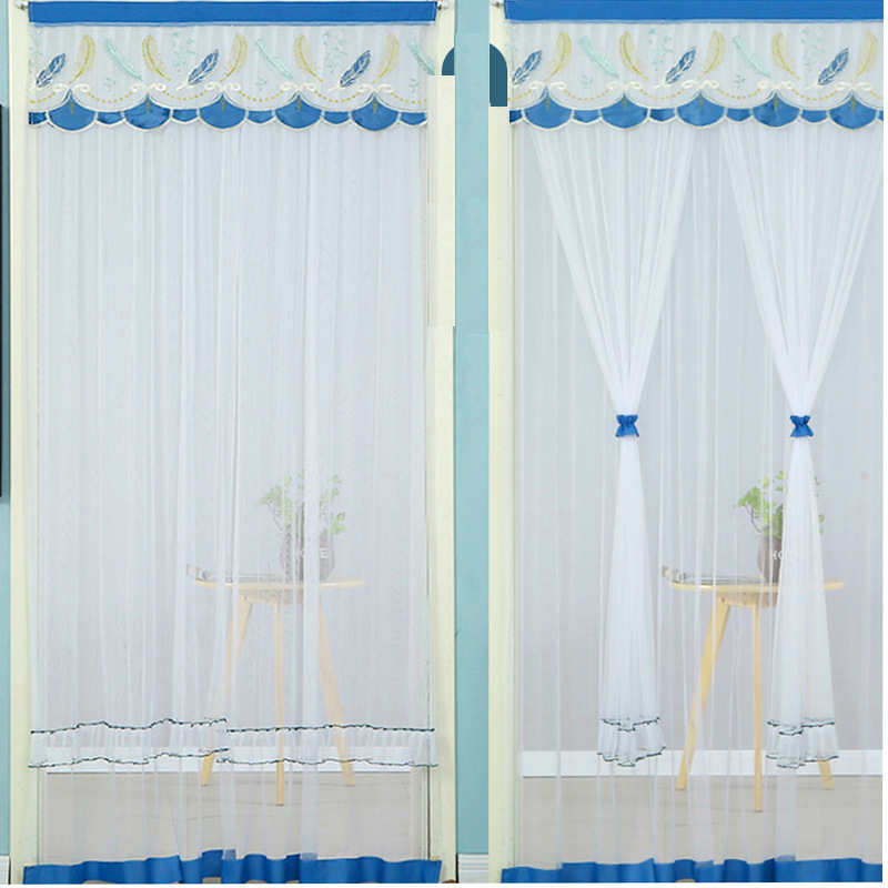 Spot Quick Hair Double Lace Door Curtain Household Anti-mosquito and Fly Lace Hanging Curtain Transparent Velcro Gauze Curtain Non-perforated