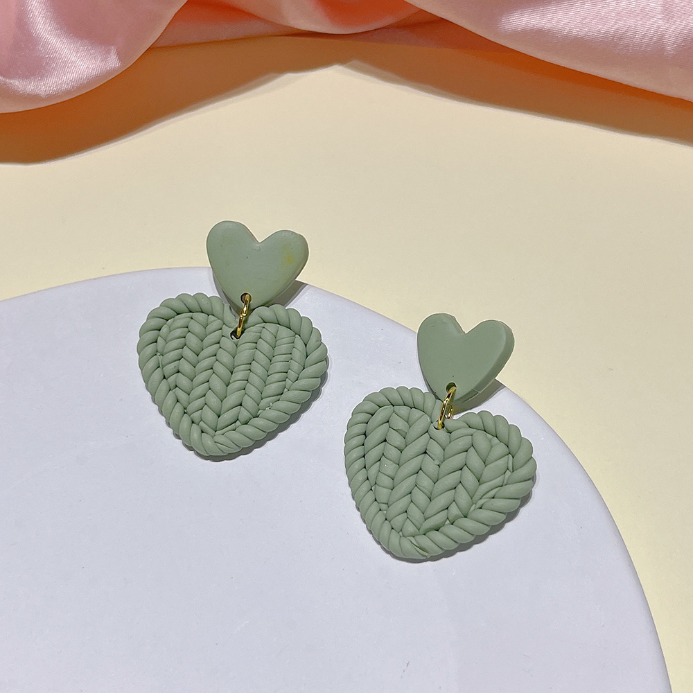 11g Weight Drop Earrings Classification 1 Pair Quantity Daily Occasion soft clay Material Heart Shape Pattern Women'S Gender Handmade Design Simple Style Style Simple Style Heart Shape Soft Clay Handmade Women's Drop Earrings 1 Pair 10