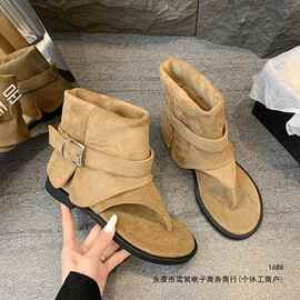 欧洲站2026新款复古女凉靴厚底增高马丁靴女英伦风短筒切尔西靴潮